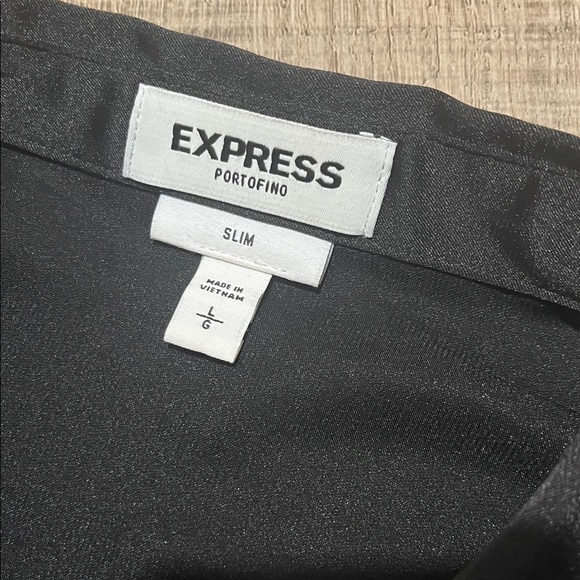 Express Black Satin Button-Up Shirt - Picture 2 of 2